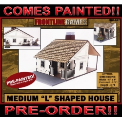Medium L Shaped House Prepainted Laser-cut 28mm Buildings WWII FRONTLINE GAMES