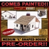 Medium L Shaped House Prepainted Laser-cut 28mm Buildings WWII FRONTLINE GAMES