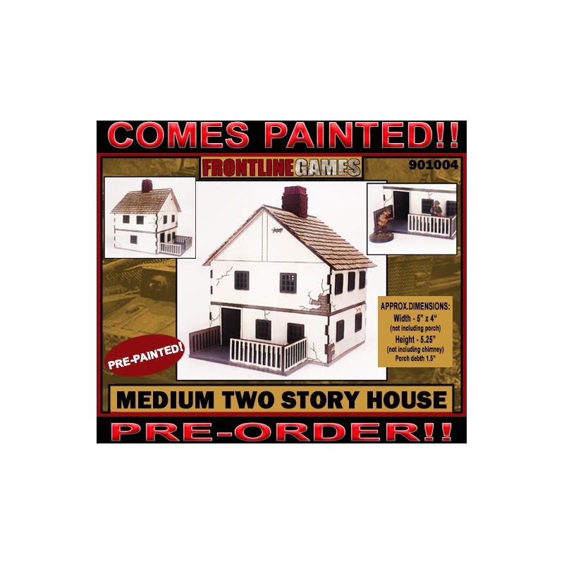 Medium Two Story House Prepainted Laser-cut 28mm Buildings WWII FRONTLINE GAMES