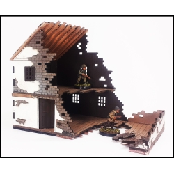 Ruined Two Story House Prepainted Laser-cut 28mm Buildings WWII FRONTLINE GAMES