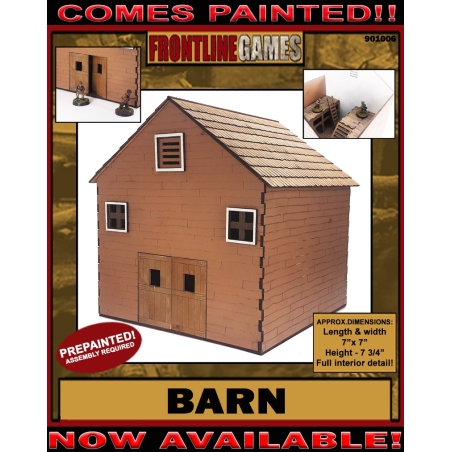 Barn Prepainted Laser-cut 28mm Buildings WWII FRONTLINE GAMES