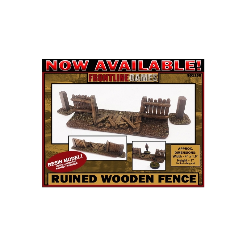 Ruined Wooden Fence 28mm Terrain WWII FRONTLINE GAMES