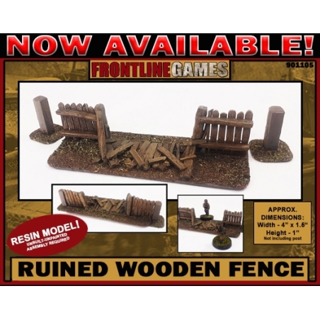 Ruined Wooden Fence 28mm Terrain WWII FRONTLINE GAMES