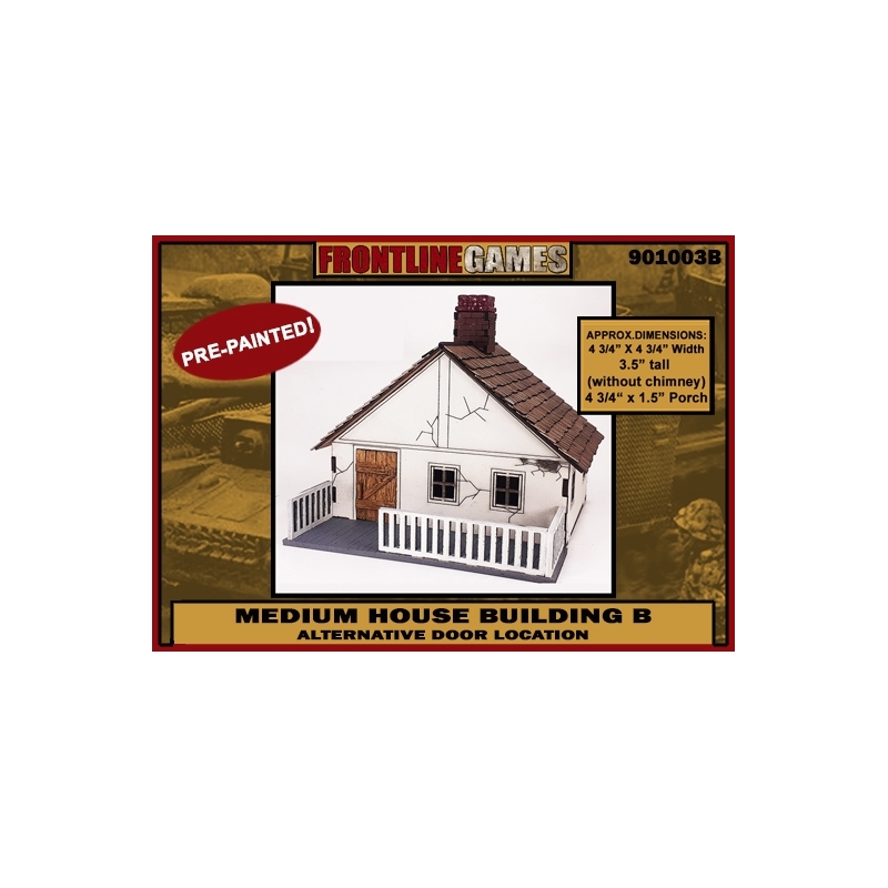 Medium House (Alternative Door location) Prepainted Laser-cut 28mm Buildings WWII FRONTLINE GAMES