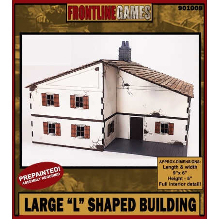 Large Two Story L Shaped House Prepainted Laser-cut 28mm Buildings WWII FRONTLINE GAMES