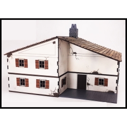 Large Two Story L Shaped House Prepainted Laser-cut 28mm Buildings WWII FRONTLINE GAMES
