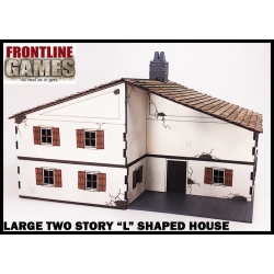 Large Two Story L Shaped House Prepainted Laser-cut 28mm Buildings WWII FRONTLINE GAMES