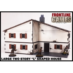 Large Two Story L Shaped House Prepainted Laser-cut 28mm Buildings WWII FRONTLINE GAMES