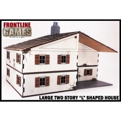 Large Two Story L Shaped House Prepainted Laser-cut 28mm Buildings WWII FRONTLINE GAMES