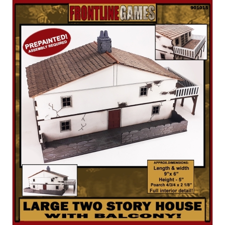 Large Two Story House w/Balcony Prepainted Laser-cut 28mm Buildings WWII FRONTLINE GAMES