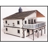 Large Two Story L Shaped House w/ Balcony Prepainted Laser-cut 28mm Buildings WWII FRONTLINE GAMES