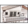 Large Two Story L Shaped House w/ Balcony Prepainted Laser-cut 28mm Buildings WWII FRONTLINE GAMES