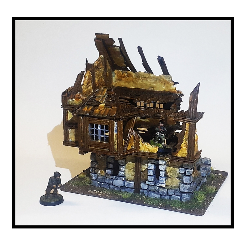 Ruined 3 Story Cottage 28mm Buildings WWII RESIN PRINTED