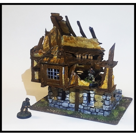 Ruined 3 Story Cottage 28mm Buildings WWII RESIN PRINTED