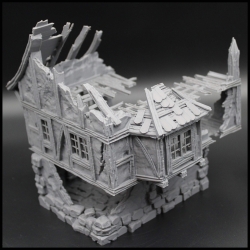 Ruined 3 Story Cottage 28mm Buildings WWII RESIN PRINTED