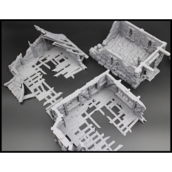 Ruined 3 Story Cottage 28mm Buildings WWII RESIN PRINTED
