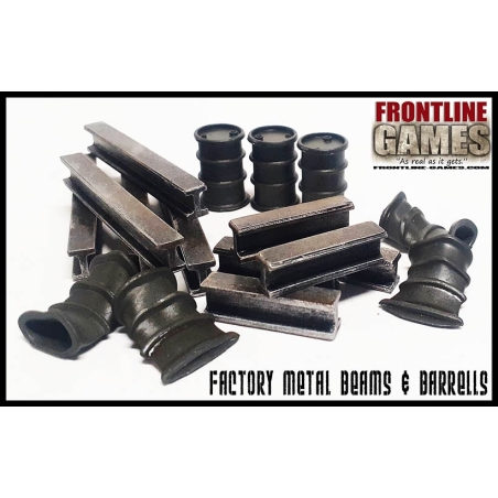 Factory Metal Beams and Barrels 28mm WWII FRONTLINE GAMES