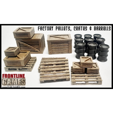 Factory Pallets Crates and Barrels 28mm WWII FRONTLINE GAMES