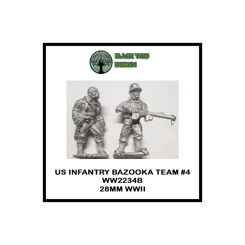 U.S. American Infantry Bazooka Team 4 28mm WWII BLACK TREE DESIGN