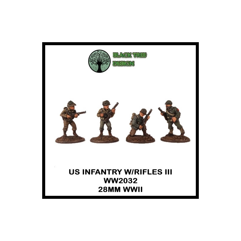 U.S. American Infantry w/Rifles III 28mm WWII BLACK TREE DESIGN