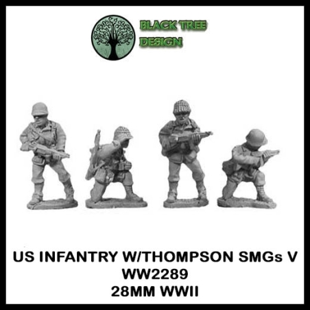U.S. American Infantry w/ Thompson SMGs V 28mm WWII BLACK TREE DESIGN