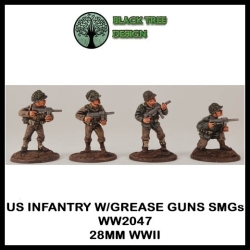 U.S. American Infantry w/ Grease Guns SMGs 28mm WWII BLACK TREE DESIGN