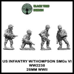 U.S. American Infantry w/ Thompson SMGs VI 28mm WWII BLACK TREE DESIGN