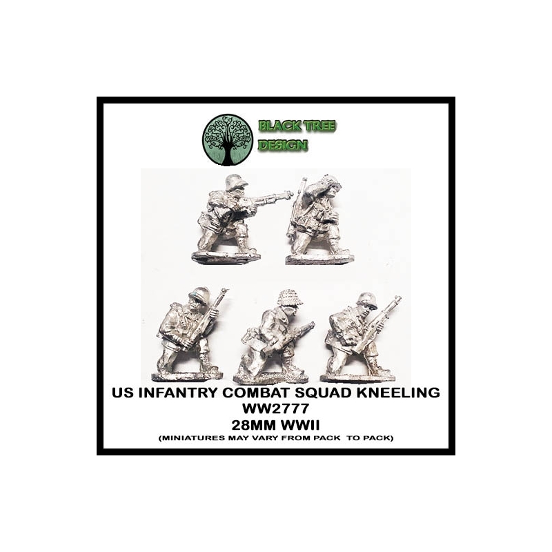 U.S. American Infantry Combat Squad Kneeling (5) 28mm WWII BLACK TREE DESIGN