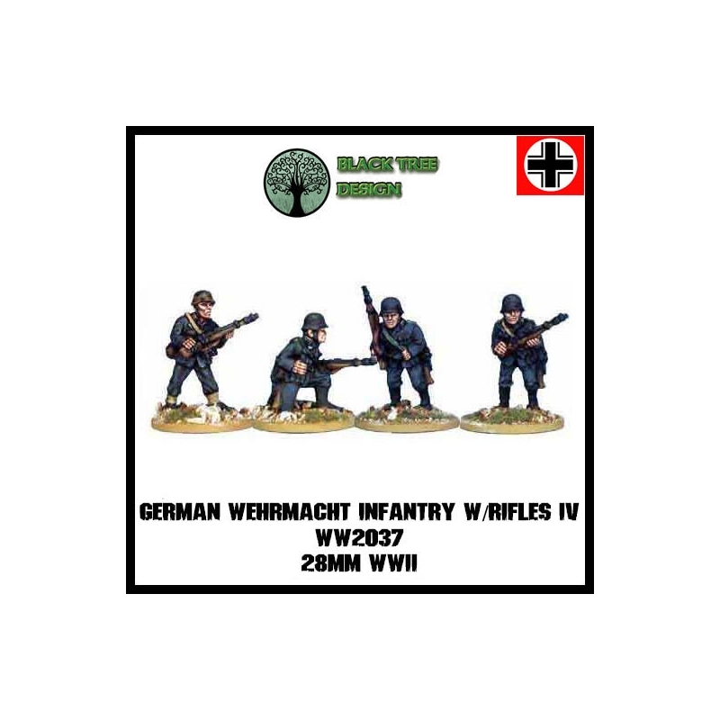 German Wehrmacht Infantry w/Rifles IV 28mm WWII BLACK TREE DESIGN