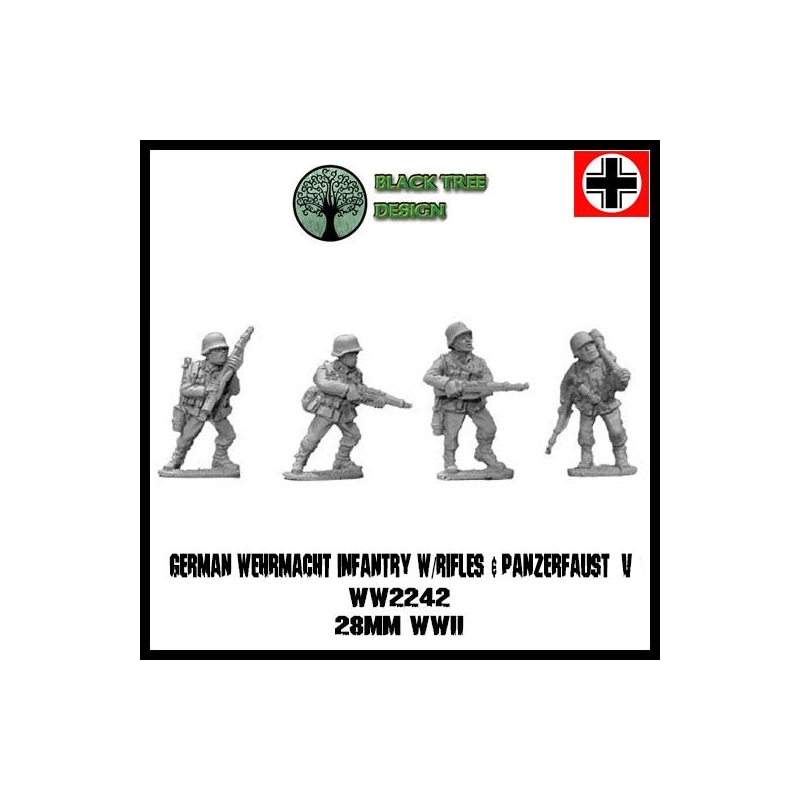 German Wehrmacht Infantry w/Rifles & Panzerfaust V 28mm WWII BLACK TREE DESIGN