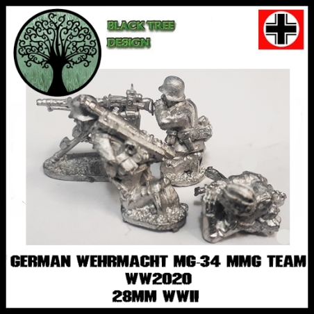 German Wehrmacht MG-34 MMG TEAM W/NCO 28mm WWII BLACK TREE DESIGN