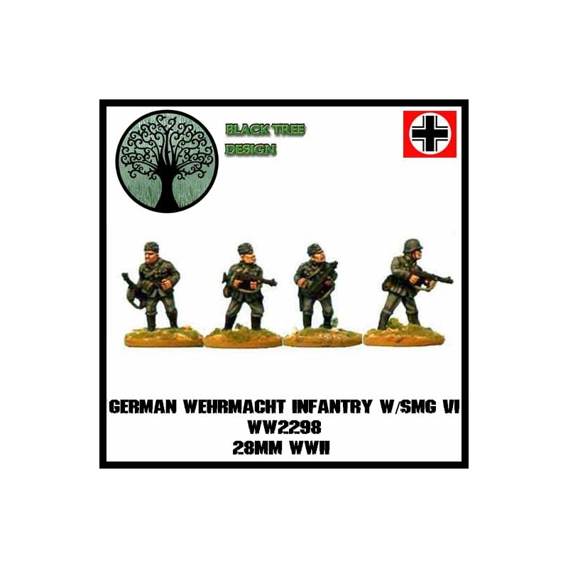 German Wehrmacht Infantry w/SMGs VI (MP-40) 28mm WWII BLACK TREE DESIGN