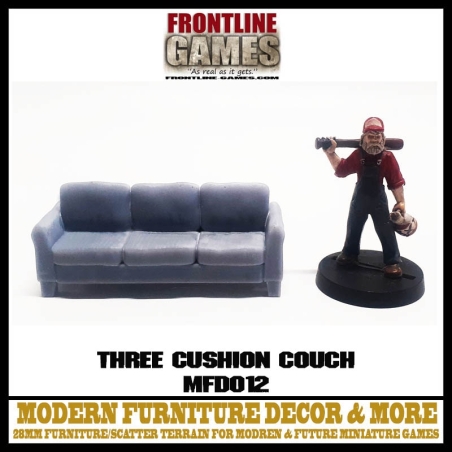 Three Cushion Couch 28MM MODERN FURNITURE DECORE & MORE FRONTLINE GAMES