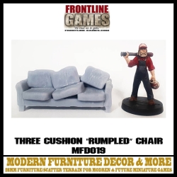 Three Cushion Rumpled Couch 28MM MODERN FURNITURE DECORE & MORE FRONTLINE GAMES