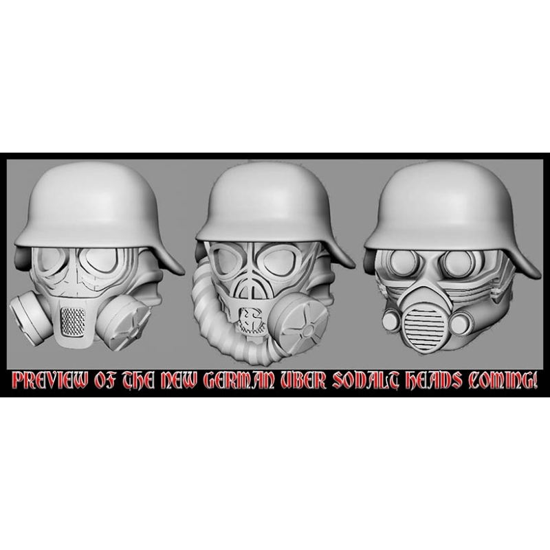 German Gas-Masked Heads (25) 28mm WWWII Frontline Games