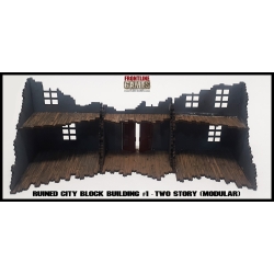 RUINED CITY BLOCK BUILDING 1 TWO STORY Pre painted Laser cut 28mm WWII FRONTLINE GAMES