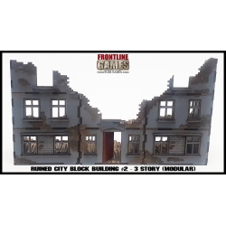 RUINED CITY BLOCK BUILDING 2 THREE STORY Pre painted Laser cut 28mm WWII FRONTLINE GAMES