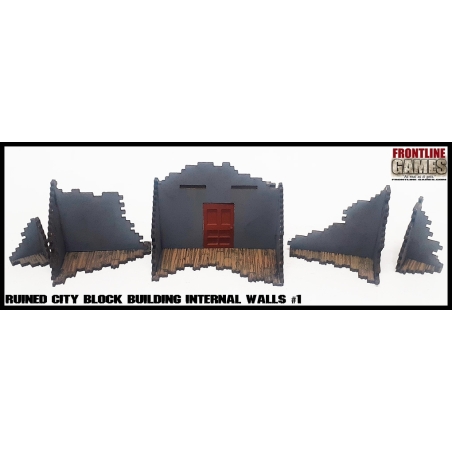 RUINED CITY BLOCK BUILDING INTERNAL WALLS 1 Pre painted Laser cut 28mm WWII FRONTLINE GAMES