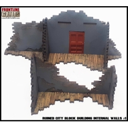RUINED CITY BLOCK BUILDING INTERNAL WALLS 1 Pre painted Laser cut 28mm WWII FRONTLINE GAMES