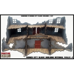 RUINED CITY BLOCK BUILDING INTERNAL WALLS 1 Pre painted Laser cut 28mm WWII FRONTLINE GAMES