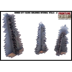 RUINED CITY BLOCK BUILDING INTERNAL WALLS 2 Pre painted Laser cut 28mm WWII FRONTLINE GAMES