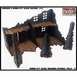 RUINED CITY BLOCK BUILDING INTERNAL WALLS 2 Pre painted Laser cut 28mm WWII FRONTLINE GAMES