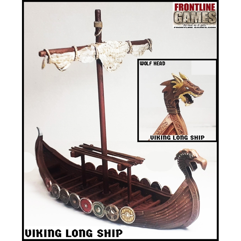 VIKING LONG SHIP - WOLF HEAD! 28mm Model FRONTLINE GAMES