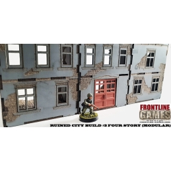 RUINED CITY BLOCK BUILDING 3 - FOUR  STORY Pre painted Laser cut 28mm WWII FRONTLINE GAMES