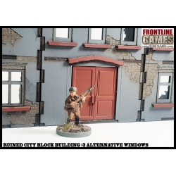 RUINED CITY BLOCK BUILDING 3 - FOUR STORY ALTERNATIVE WINDOWS Pre painted Laser cut 28mm WWII FRONTLINE GAMES