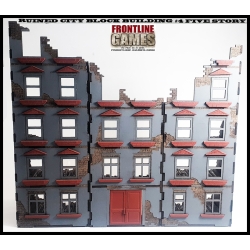 RUINED CITY BLOCK BUILDING 4 - FIVE STORY Pre painted Laser cut 28mm WWII FRONTLINE GAMES