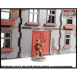 RUINED CITY BLOCK BUILDING 4 - FIVE STORY Pre painted Laser cut 28mm WWII FRONTLINE GAMES