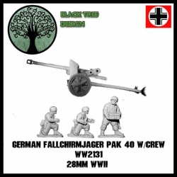 German Fallschirmjager PaK 40 75mm Anti-tank gun w/crew 28mm WWII BLACK TREE DESIGN