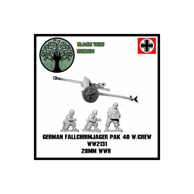 German Fallschirmjager PaK 40 75mm Anti-tank gun w/crew 28mm WWII BLACK TREE DESIGN