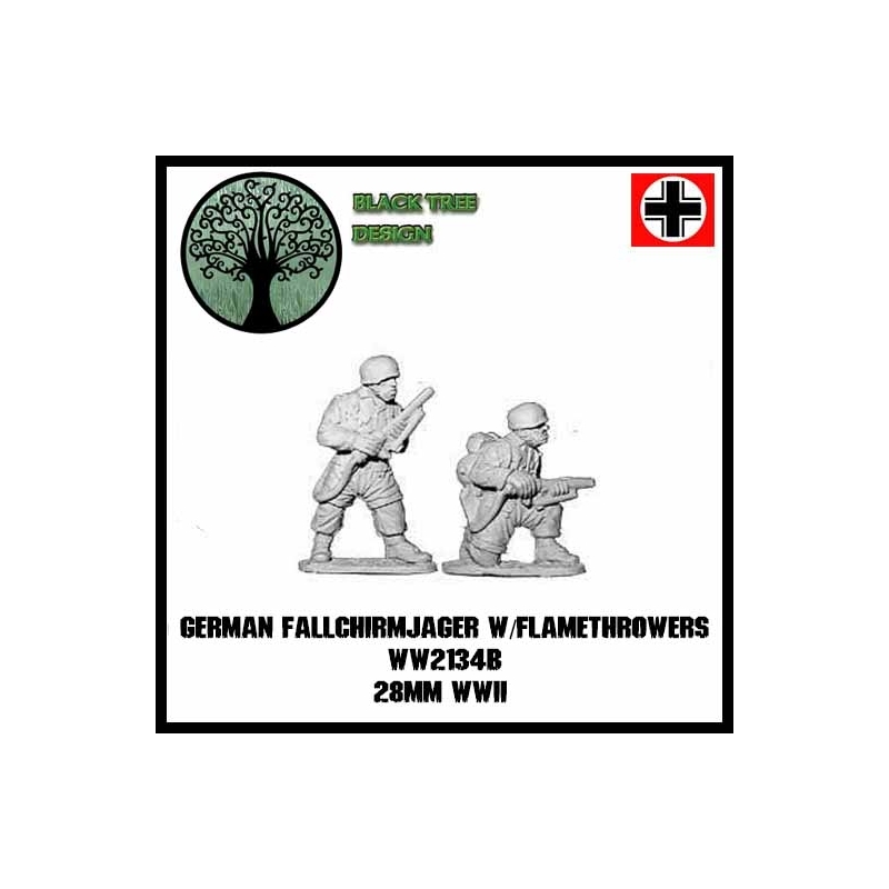 German Fallschirmjager w/Flamers B 28mm WWII BLACK TREE DESIGN